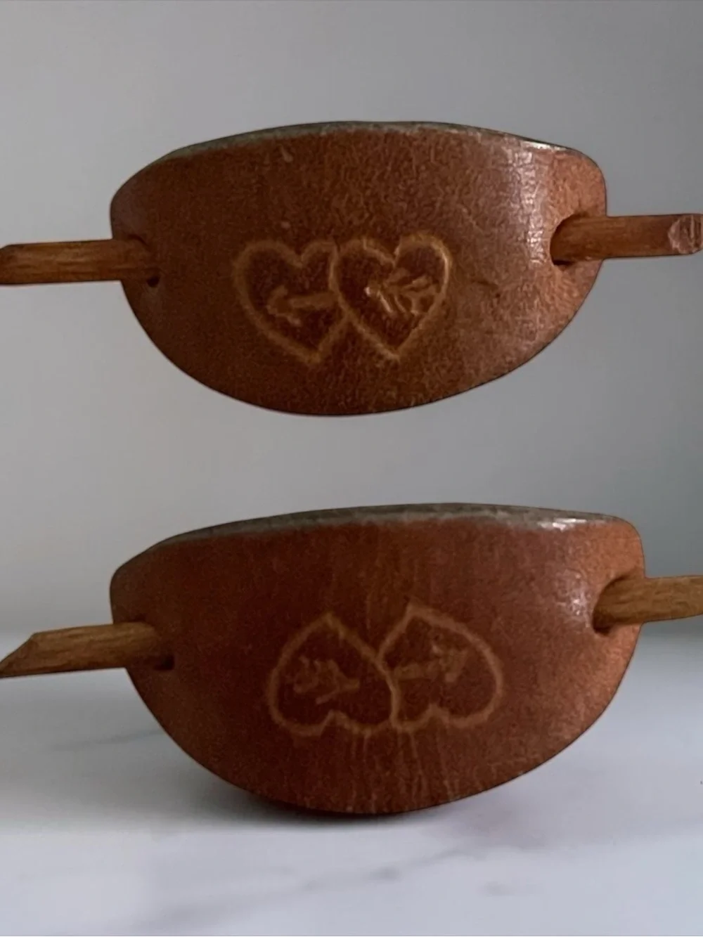 Handcrafted Brown Leather Wall Accent with Heart Motif